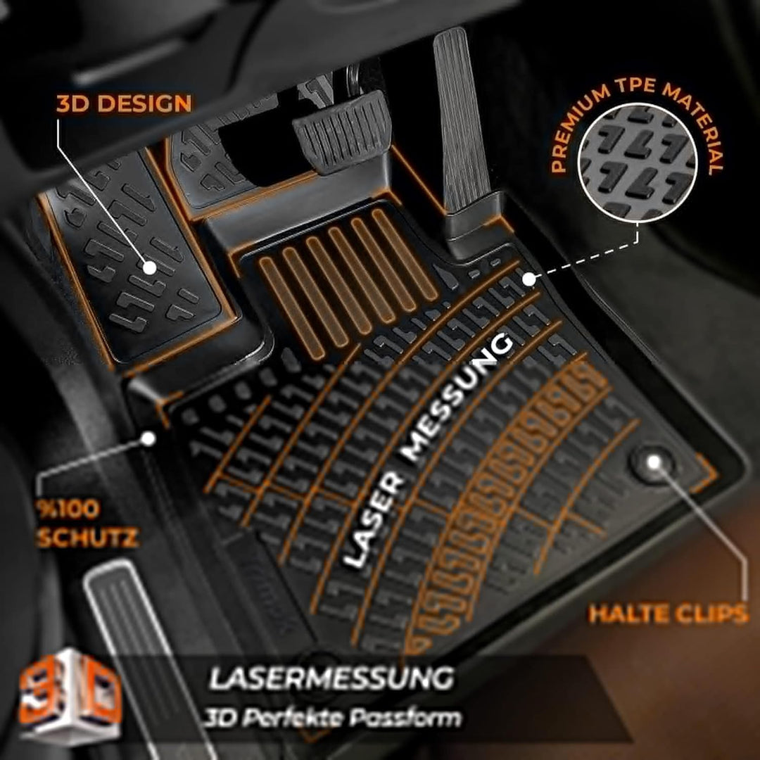 Rizline Passgenau 3D Fussmatten Auto Kompatibel mit Opel Astra H 2004-2010 Auto Zubehör 1. und 2. Re