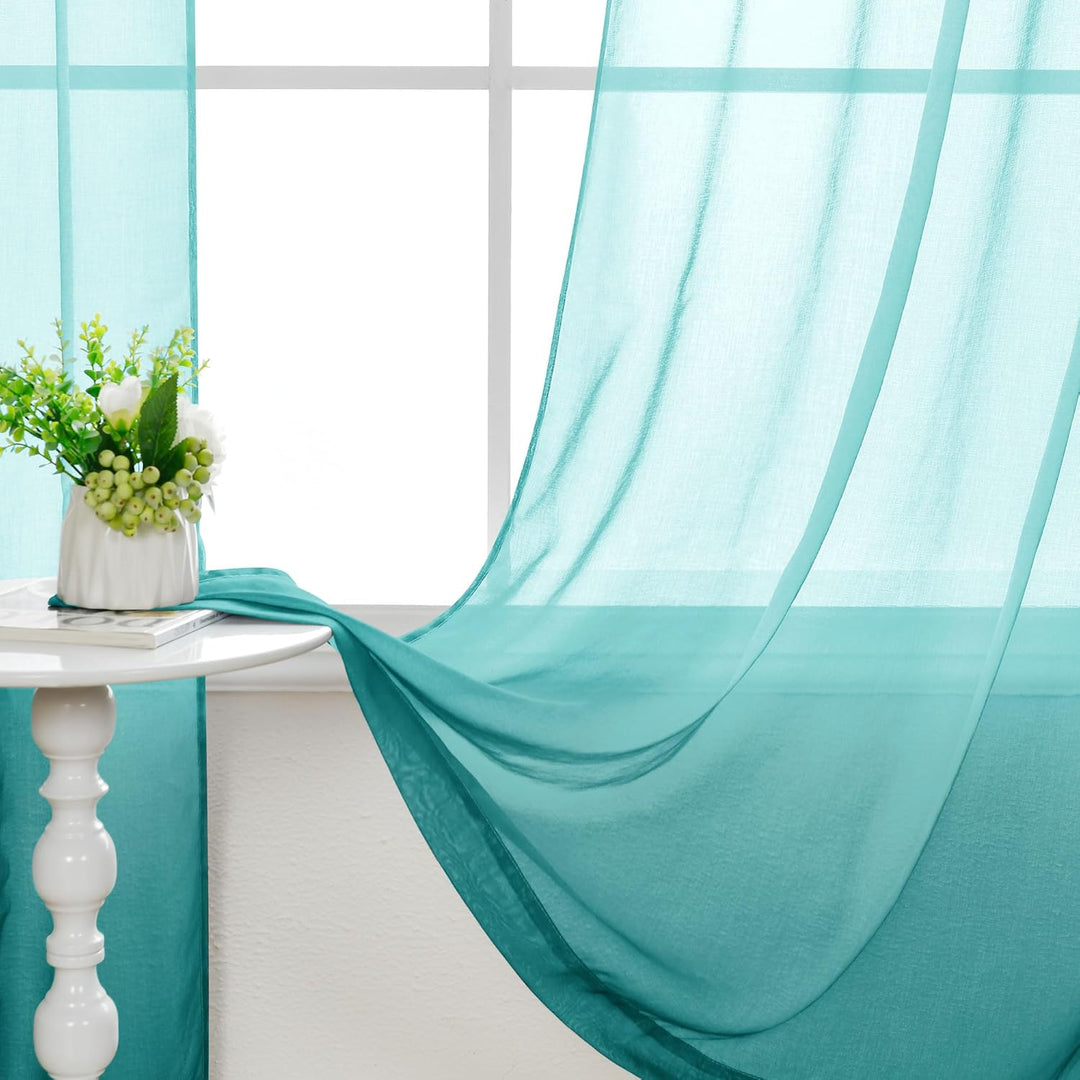 Hiasan Gardinen Voile Vorhänge mit Ösen Farbverlauf Halbtransparent Schlafzimmer Dekoration kurz Vor
