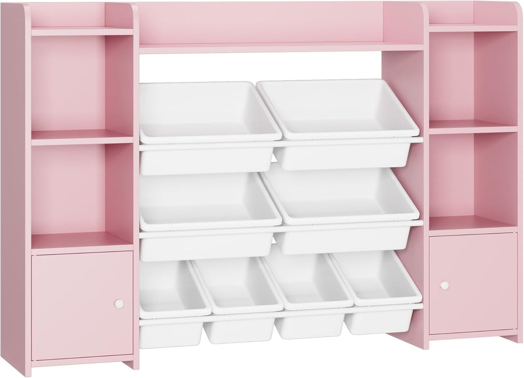 FOREHILL Kinderregal mit 8 Boxen Kinderschrank Holz Bücherregal für Kinder Aufbewahrungsbox Kinderzi