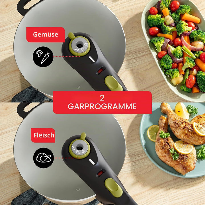Tefal Secure Neo 8L, Schnellkochtopf aus Edelstahl, für 5-8 Personen, schnelle Ergebnisse, Qualität