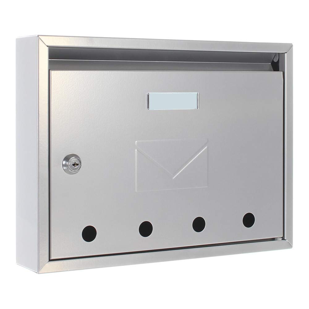Profirst Mail PM 100 Briefkasten Silber Stahlblech Zylinderschloss 2 Schlüssel HxBxT 240x320x60 mm W