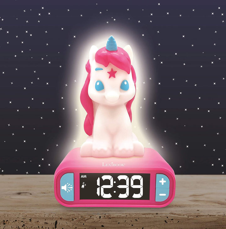 Lexibook -RL800UNI Nachtlicht für Kinder, leuchtend, Einhorn-Soundeffekte, Uhr, Alarm für Mädchen, S