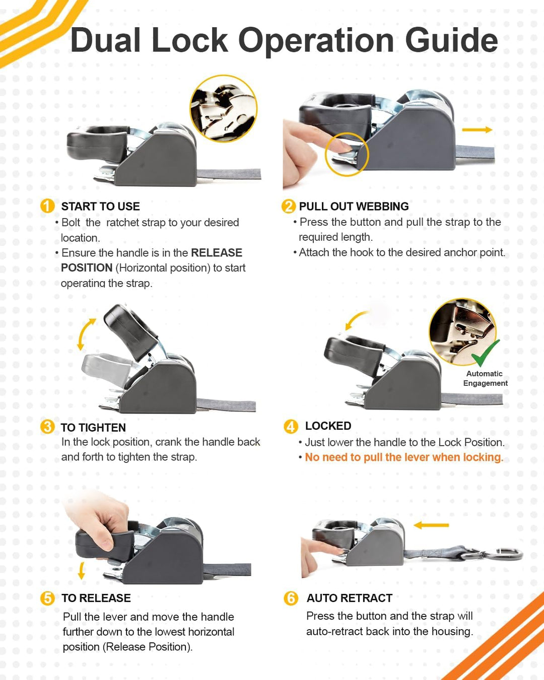 STRAPINNO 2 Stück Edelstahl-Ratschengurte, einziehbar, je 4,2 x 1,2 m, Spanngurte zum Anschrauben –