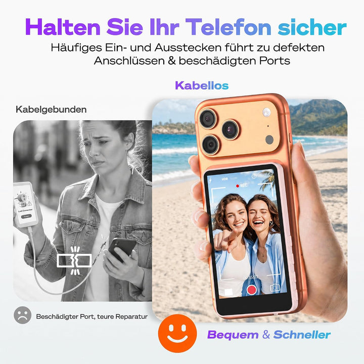 SYNCO XView Handy Selfie Monitor für iPhone 7-17 &amp; Android (Rosa) | 50m Kabellos, 3H Akku, 1080p Unt