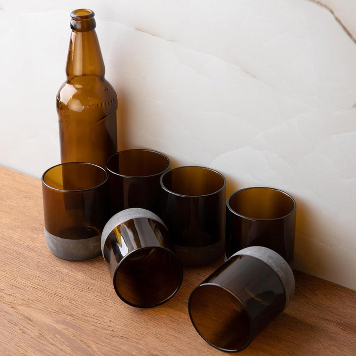 IWAS Upcycled Auburn Trinkgläser | 250ml | 8oz | 6er Set | Nachhaltige Wassergläser | Umweltfreundli
