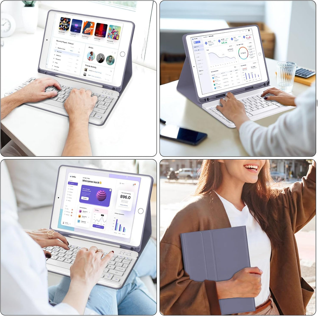IVEOPPE Hülle mit Tastatur für iPad 6. Generation 9.7 Zoll, Magnetisch Abnehmbarer QWERTZ Bluetooth
