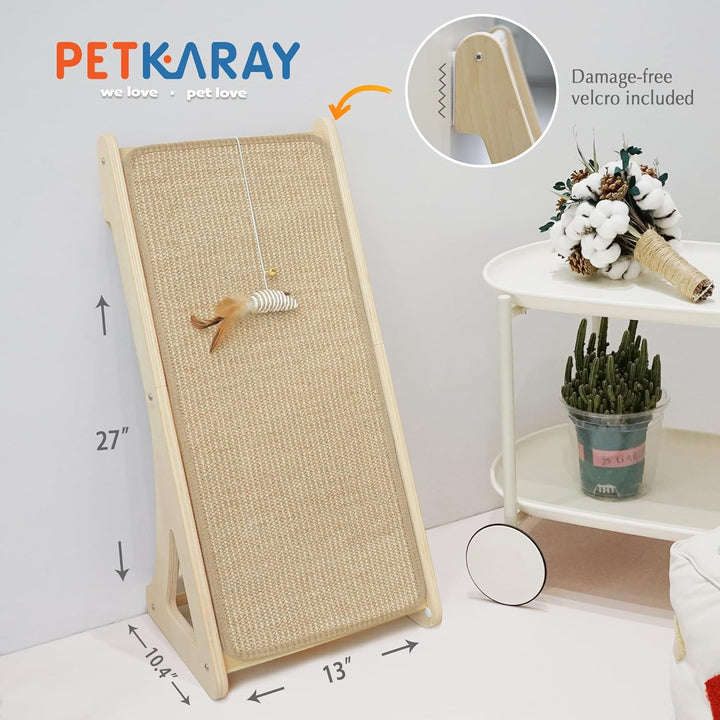 PETKARAY Katzenkratzbrett, Sisal-Katzenkratzrampe, L-förmiges Katzenkratzpad für Hauskatzen, 68cm Wa