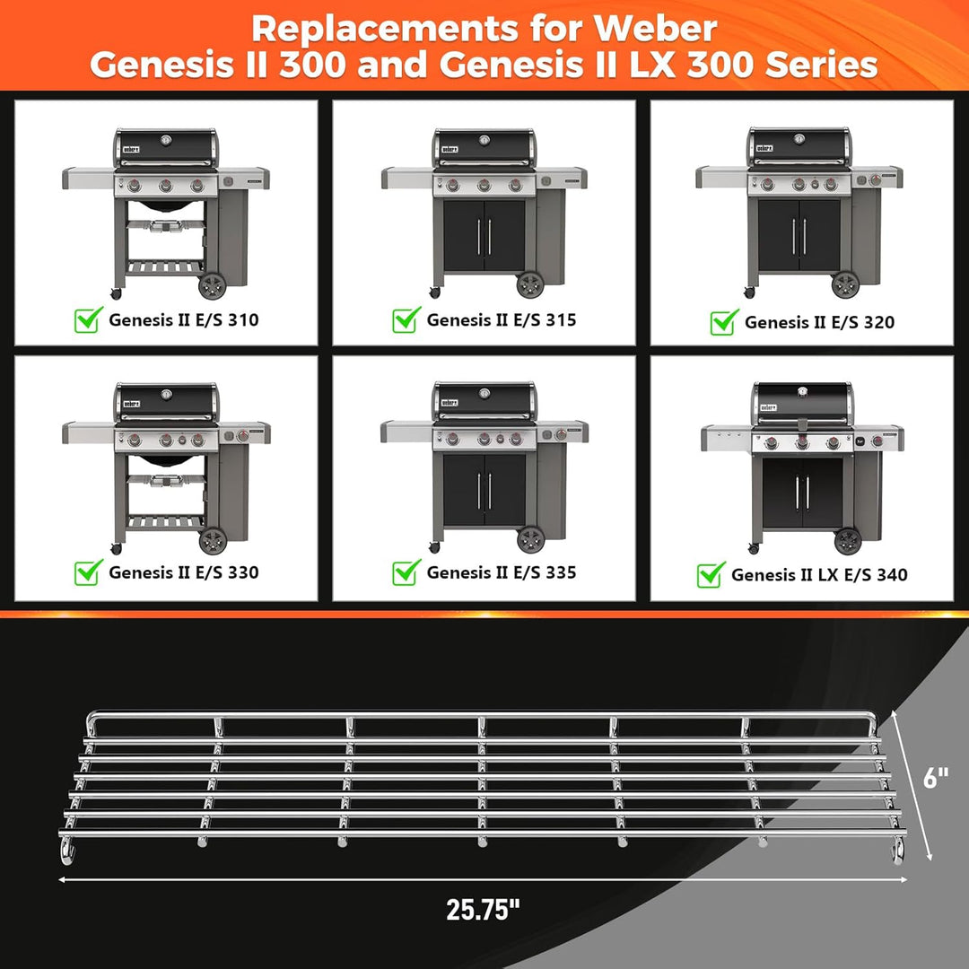 65054 Edelstahl Warmhalterost für Weber Genesis 300 Serie E320 E330 S310 S320 S330 (2007-2016), Nich