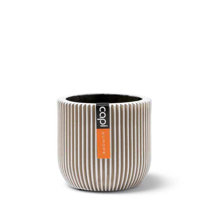 Capi Europe - Blumentopf Kugel Groove Anthracite & Ivory - 8x6 - Elfenbein - Blumentopf für drinnen