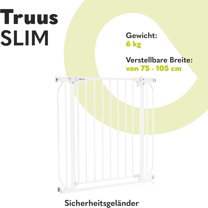 LIONELO Truus Slim Treppenschutzgitter, Ohne Bohren, Türschutzgitter, Baby Türgitter zum Klemmen, Me