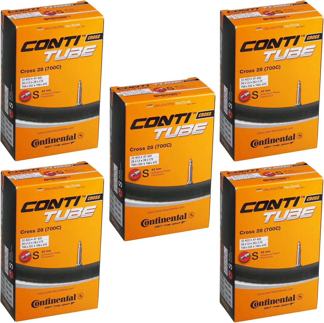 Continental Unisex Cross Fahrradschlauch 28 700 x 32-42c – Presta-Ventil 42 mm (5 Stück) Schlauch Pa