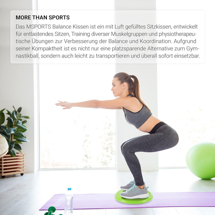 MSPORTS Ballsitzkissen inkl. Pumpe und Übungsposter | ca. 32 cm Durchmesser mit Noppenoberfläche - i