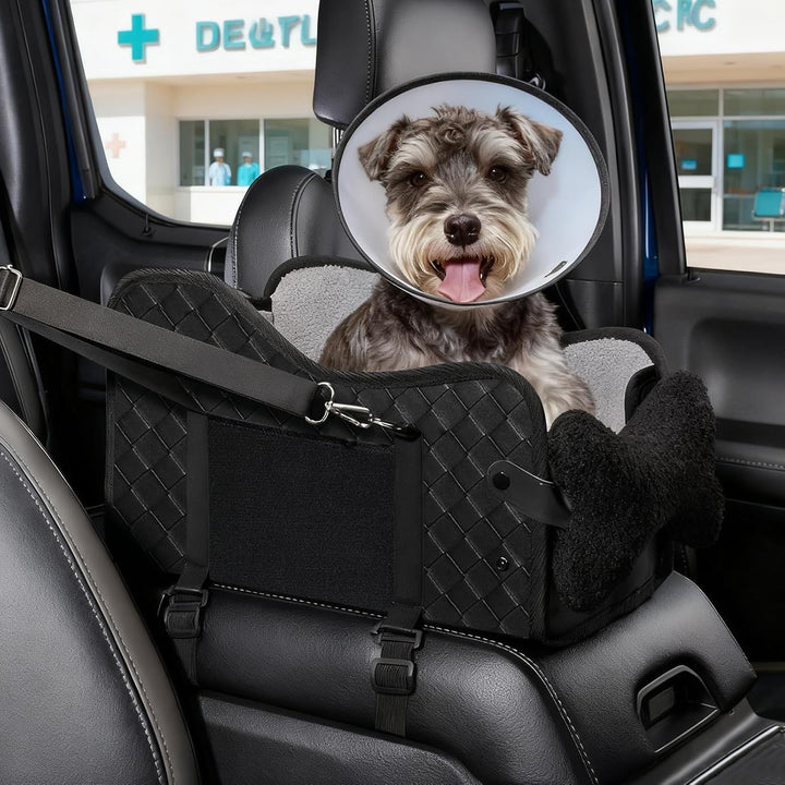 Hunde Autositz für kleine Hunde, Hundeautositz Hundesitz Auto Mittelkonsole mit Sicherheitsgurt, Ver