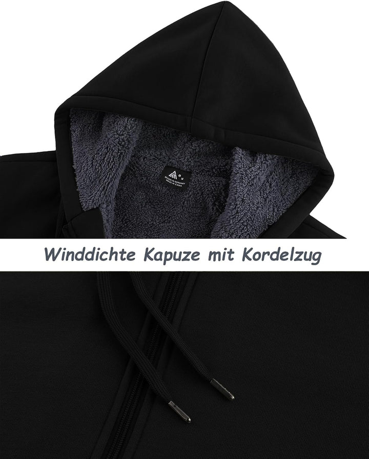 SwissWell Hoodies Herren Gefütterte Sweatjacke mit Kapuze Winter Jacke Reissverschluss Warmer Fleece