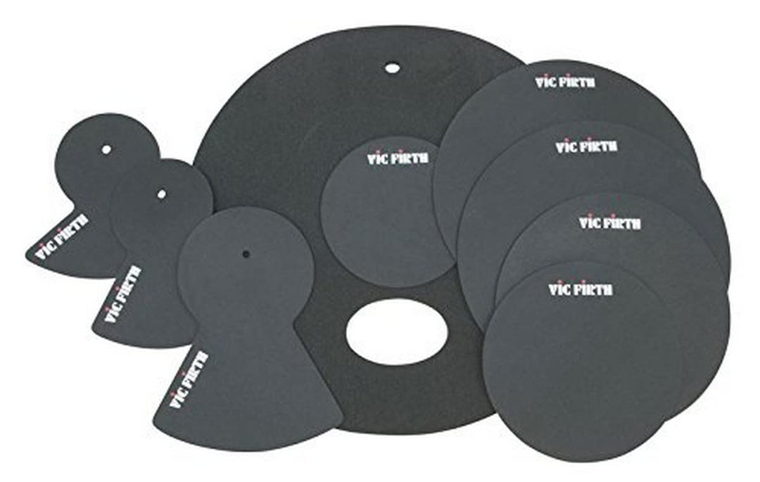 Vic Firth Rock Version Drum and Cymbal Mute Pad Set: 12”, 13”, 14”, 16", 22" Drum Pads Plus Hi-hat a
