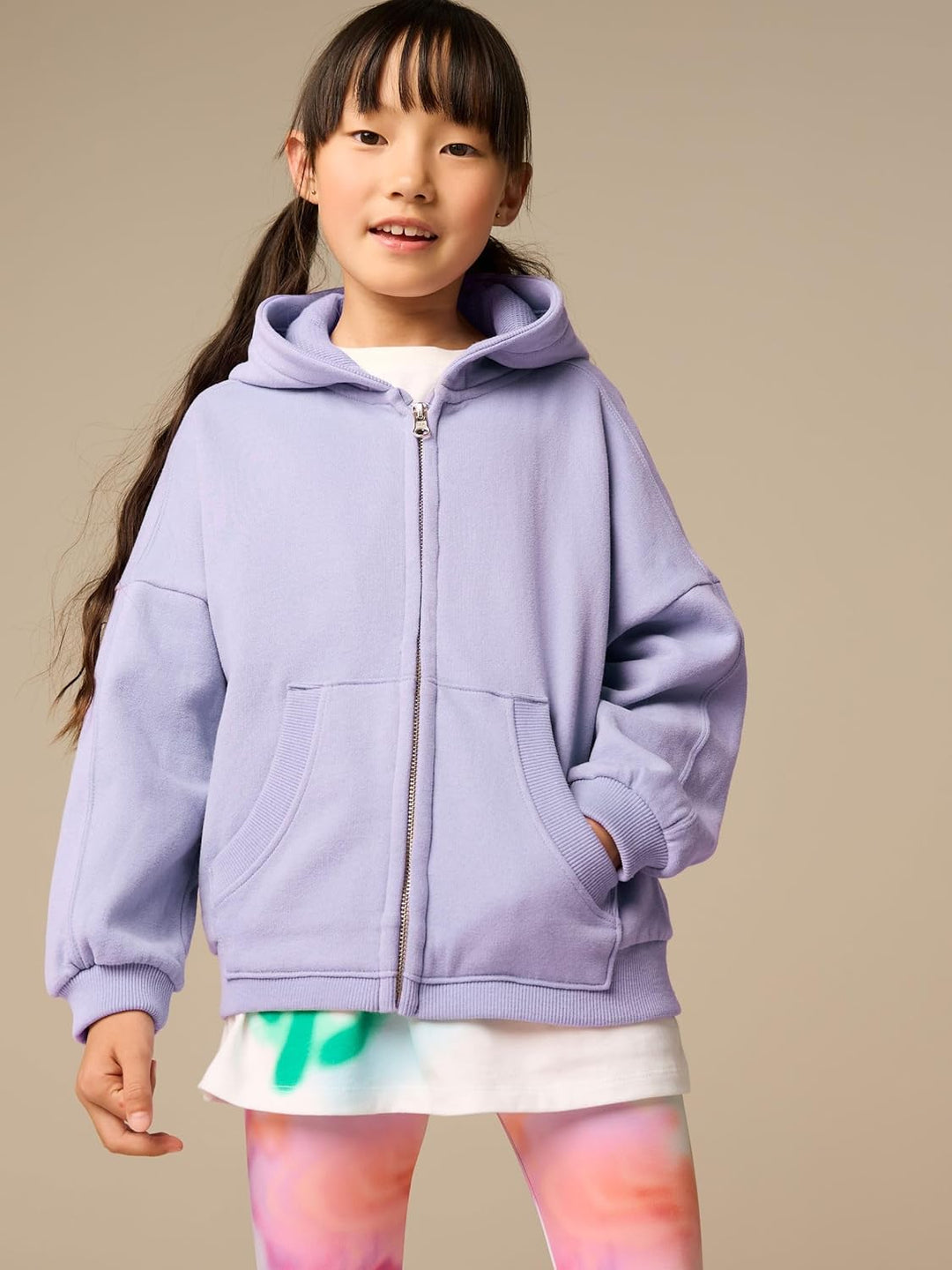 NEXT Mädchen Standard Kapuzenjacke mit durchgehendem Reissverschluss 116 Dusky Purple, 116 Dusky Pur