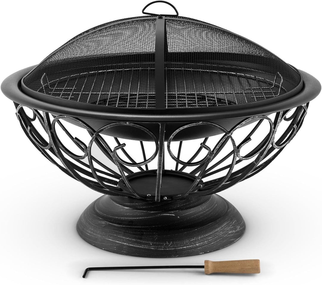 Blumfeldt 2-in-1 Feuerschale - Feuerkorb, Terassenofen, Gartengrill, Gitternetz für Funkenschutz, br