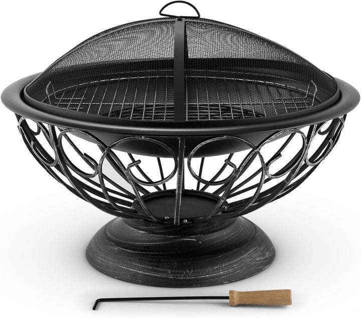 Blumfeldt 2-in-1 Feuerschale - Feuerkorb, Terassenofen, Gartengrill, Gitternetz für Funkenschutz, br