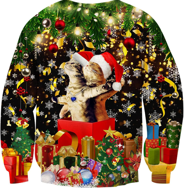 NEWISTAR Unisex Weihnachtspullover Jungen Strickpullover 3D Druck Pullover Weihnachten Jumper Ugly C
