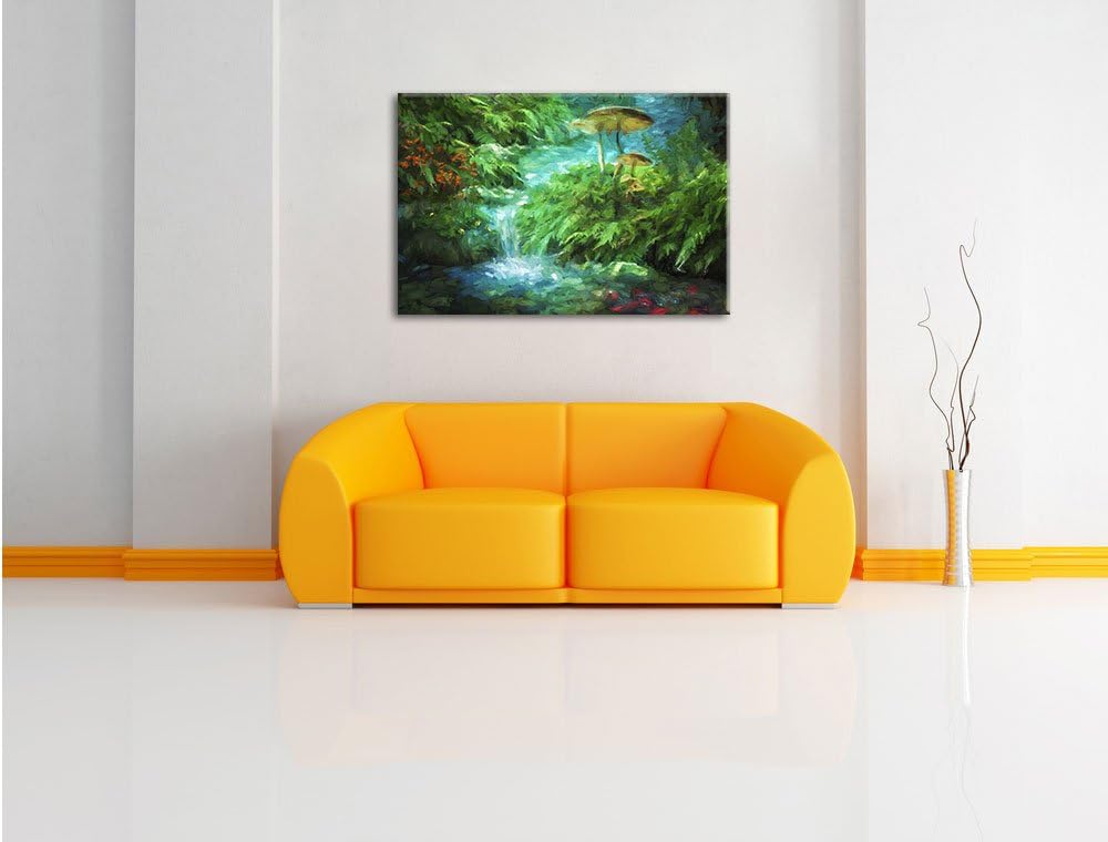 Pixxprint magischer Märchenwald Kunst Pinsel Effekt, Format: 100x70 auf Leinwand, 100x70