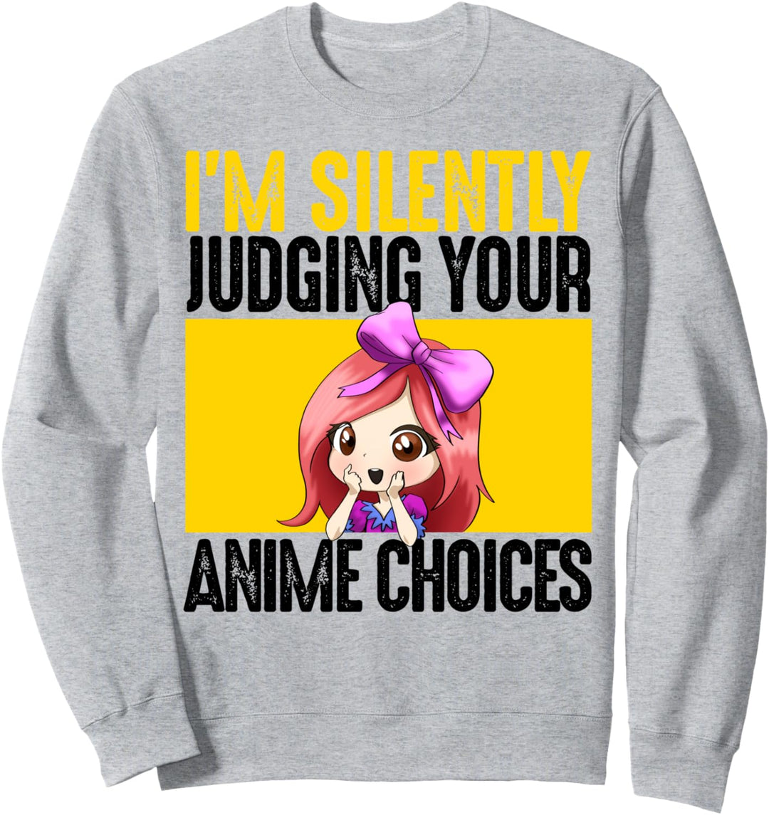 Stille Beurteilung Ihrer Anime-Auswahl Animationsgesicht Sweatshirt