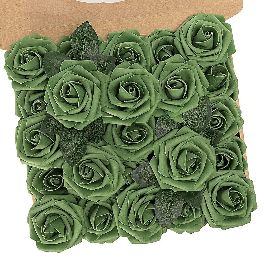 N&amp;T NIETING Rosen Deko, 25 Stück künstliche Blumen Rosen mit Stielen, Fake Blumen für DIY Hochzeit V