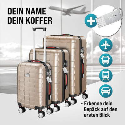 MONZANA® 3tlg Kofferset TSA Schloss Organizer Kofferwaage Gel-Griffe Zwillingsrollen Standfüsse Trol