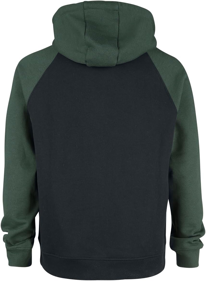 RED by EMP Herren schwarz-grüner Kapuzenpullover mit Raglan-Ärmeln S