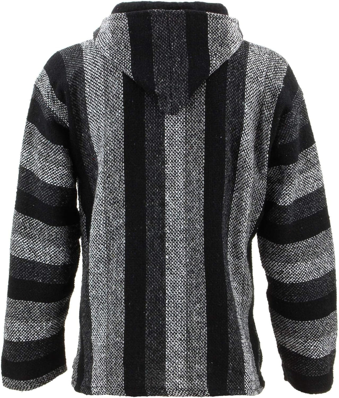 Siesta Mexikanische Baja Jerga mit Kapuze Hippie Jumper - Shades of Grey, M