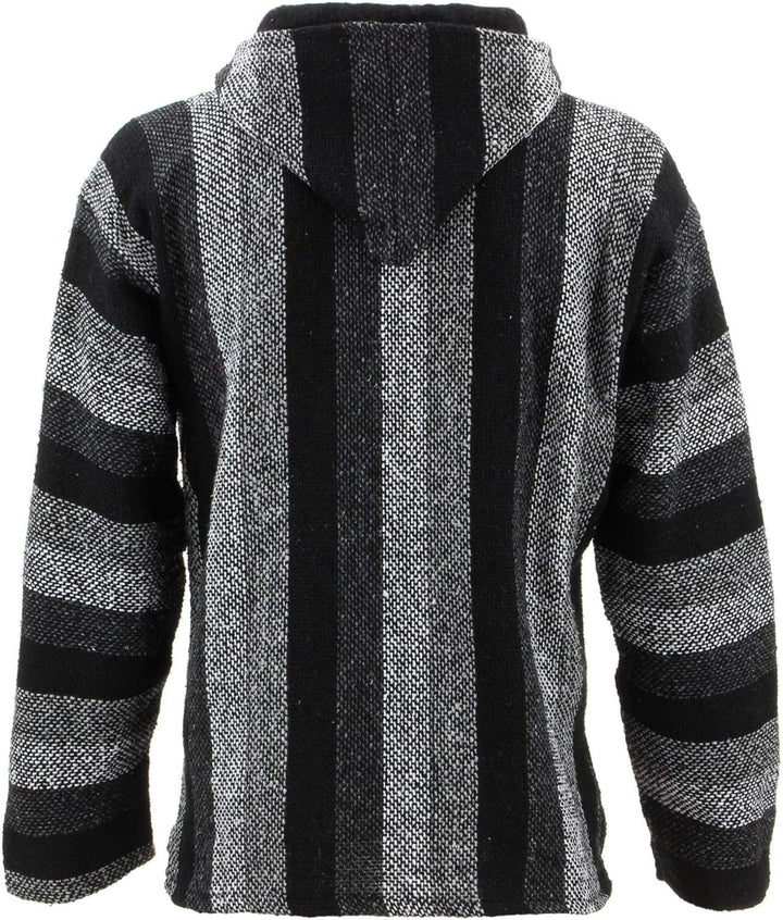 Siesta Mexikanische Baja Jerga mit Kapuze Hippie Jumper - Shades of Grey, M