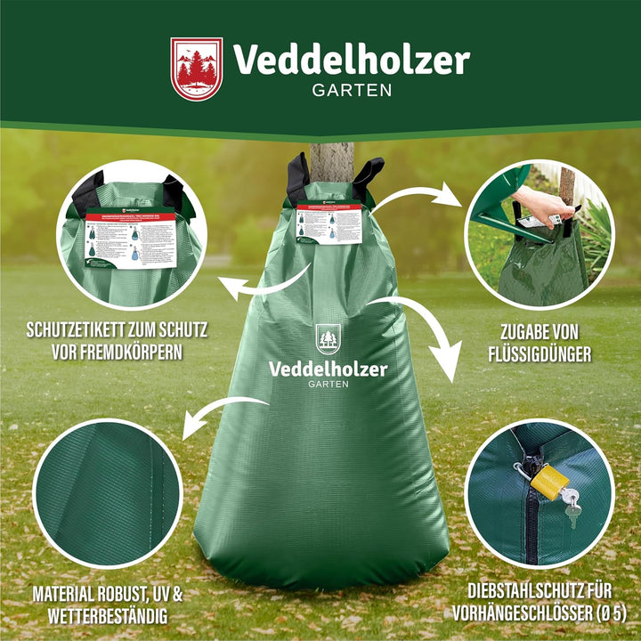 Veddelholzer 2 x 75 l Baumbewässerungssack mit Reissverschluss kombinierbar. Diebstahlschutz und Sch