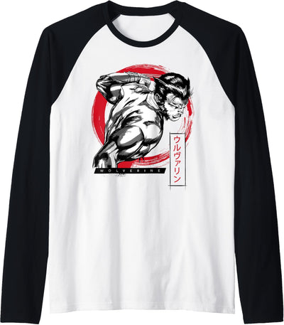 Marvel X-Men Wolverine Kanji Portrait Raglan