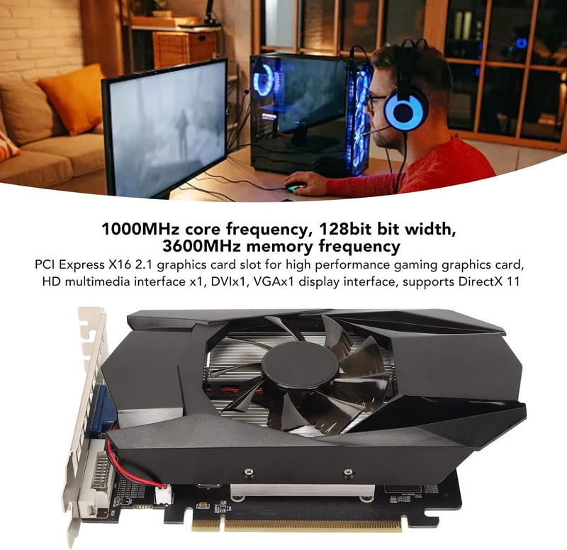 PC Grafikkarte für RADEON HD 7670, Computer Grafikkarte mit Windforce-Kühlsystem Gaming Grafikkarte