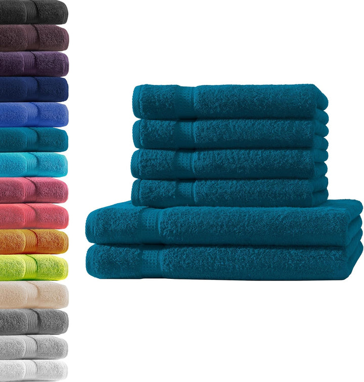 2X Duschtuch + 4X Handtuch | Petrol | 100% Baumwolle Frottier | Oeko-TEX® Standard 100 | Premium Qua