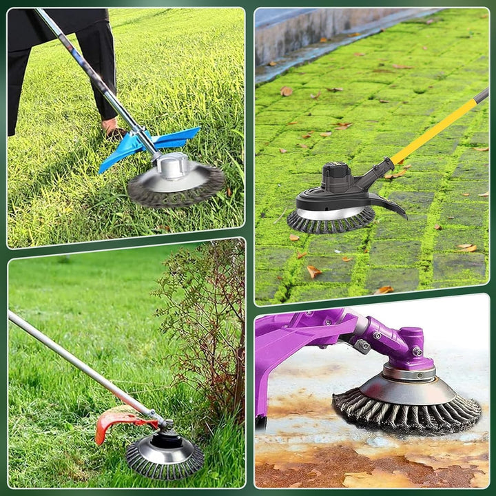 Unkrautbürste Freischneider, Universelle Wildkrautbürste für Motorsensen 25,4 mm Bohrung Drahtbürste