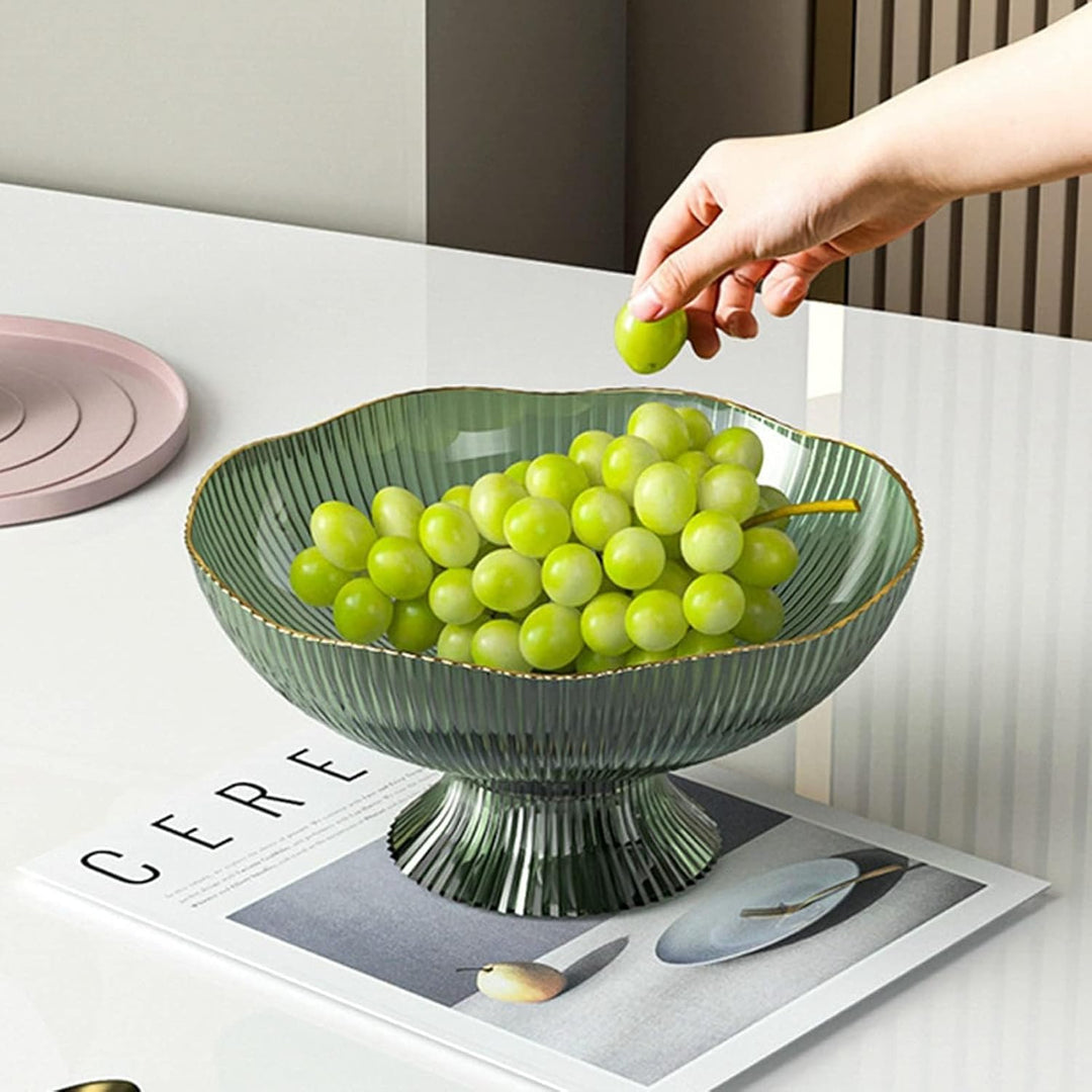 Obstschale, Dekorative Sockelschale mit Abflussloch, Abnehmbarer Sockel, Haushalt, Wohnzimmer, Couch