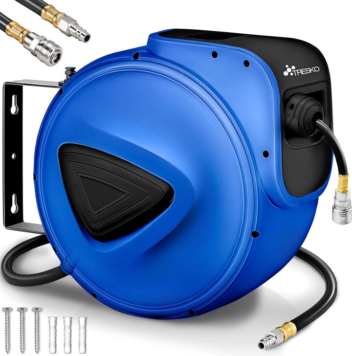 TRESKO® 15m Druckluftschlauch Aufroller automatisch 1/4" Anschluss | Schlauchtrommel Wandschlauchhal