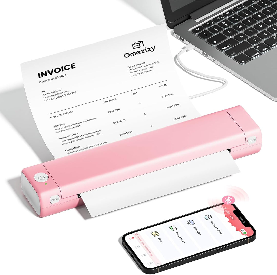 Omezizy M08F A4 Thermodrucker -Bluetooth Drucker Handy für Reisen, Kabelloser Stencil Drucker, Inkle
