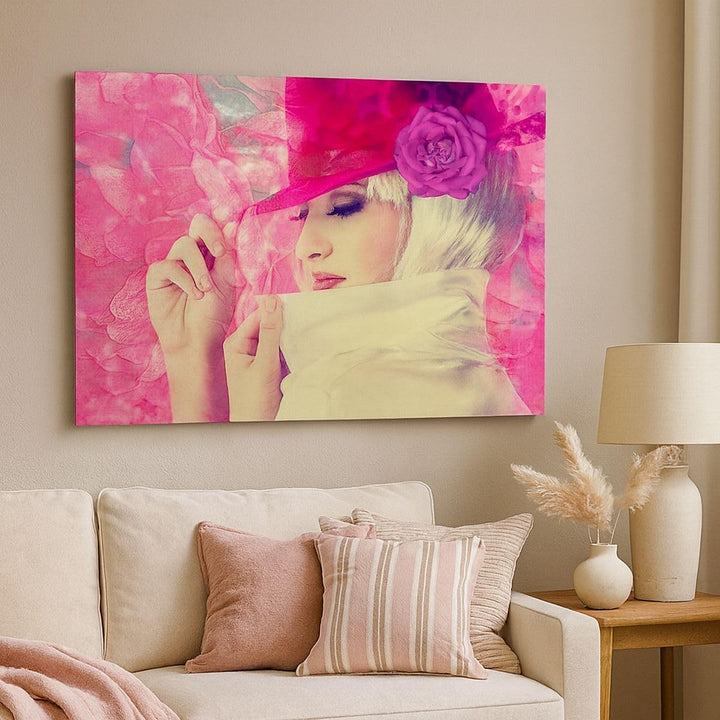 Bilder auf Leinwand weiblich Blumen- Blume Mode Leinwandbild 70x50cm Wandbilder Dekoration Wohnzimme