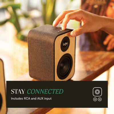 Marley House of Uplift Regallautsprecher – Bluetooth Lautsprecher Stereo Paar mit AUX- und RCA-Kabel