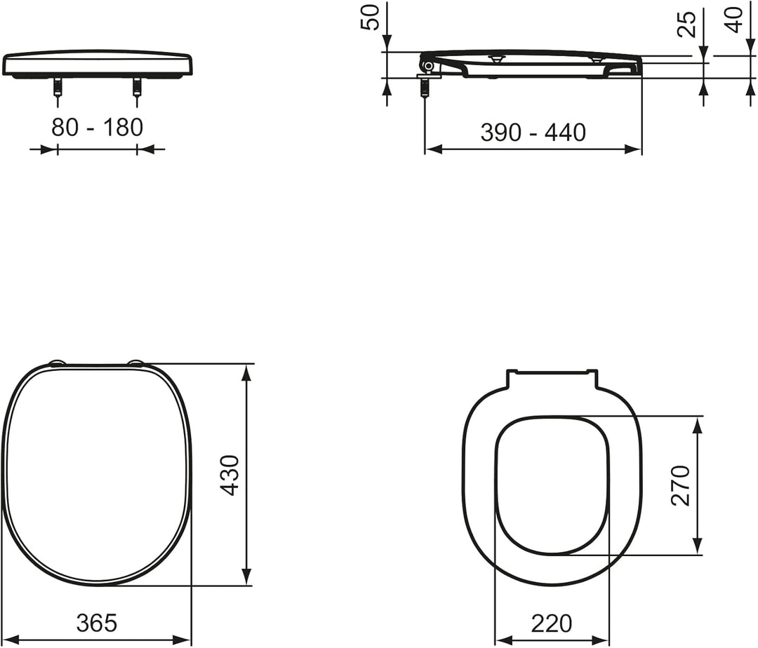 Ideal Standard E712801 Original Connect WC-Sitz, Wrapover-Design aus Kunststoff (Duroplast), Weiss (