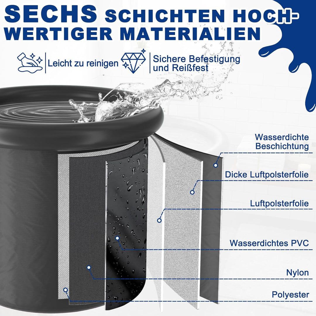 Aufun Faltbares Eisbad für Erwachsene Ø 80cm, Kältetherapie für Sportler, Aufblasbar mit Abdeckung,