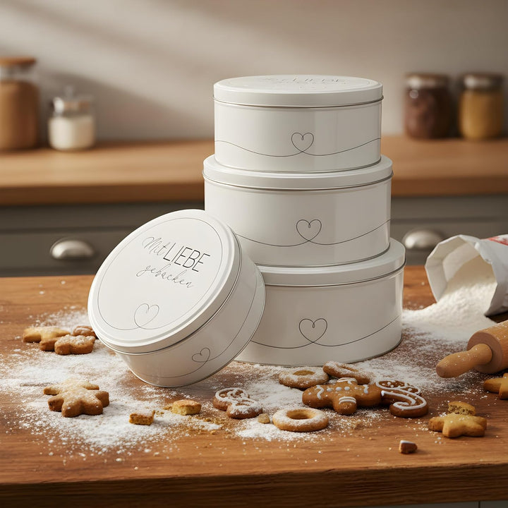 INSPINOVIA Keksdosen 4er Set | Ideal für Weihnachtsplätzchen & andere Leckereien | 4 Grössen im Set