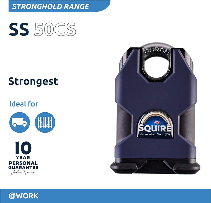 Henry Squire SS50CS Vorhängeschloss mit Bügel, Stahl, 50 mm 50mm Blau, 50mm Blau