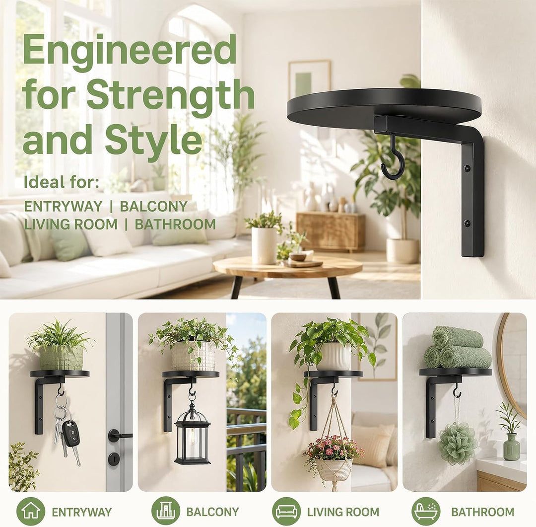 Pflanzenständer, Blumenständer Metall Wand mit Haken 2 Stück Pflanzenregal Plant Stand Indoor Flower