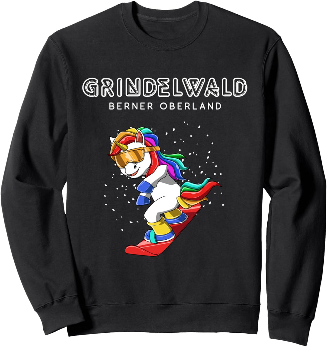 Grindelwald Berner Oberland Schweiz Snowboard Einhorn Sweatshirt
