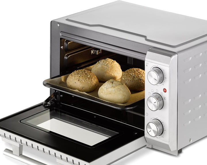 CASO TO 20 SilverStyle - Design Backofen, 20 Liter Garraum, 3 Einschubebenen, 70-230°C, 5-fach Funkt