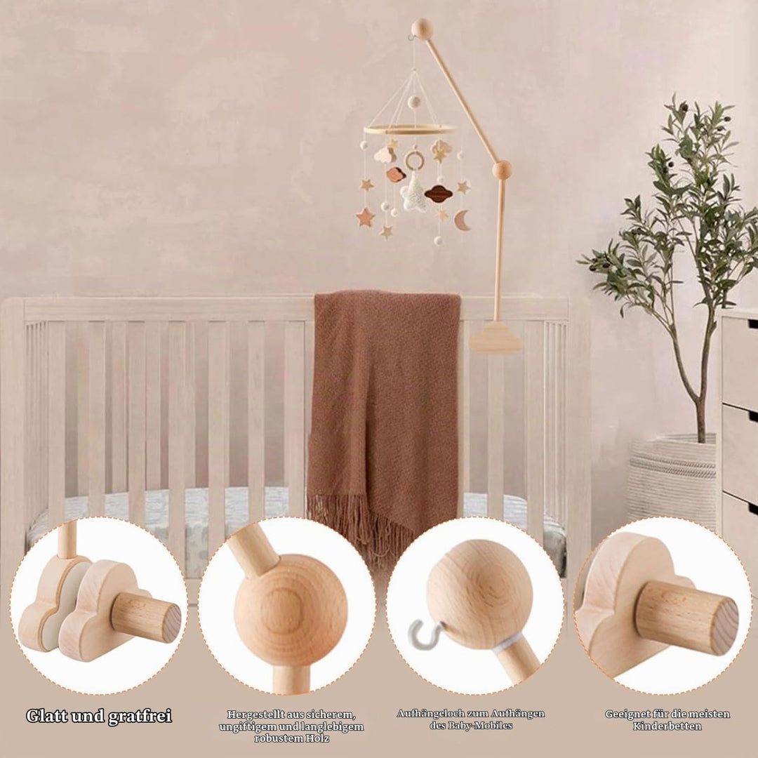 Mobile Halterung Holz,Baby Mobile Halterung für Babybett,Verstellbarer Mobile Halterung Wickeltisch