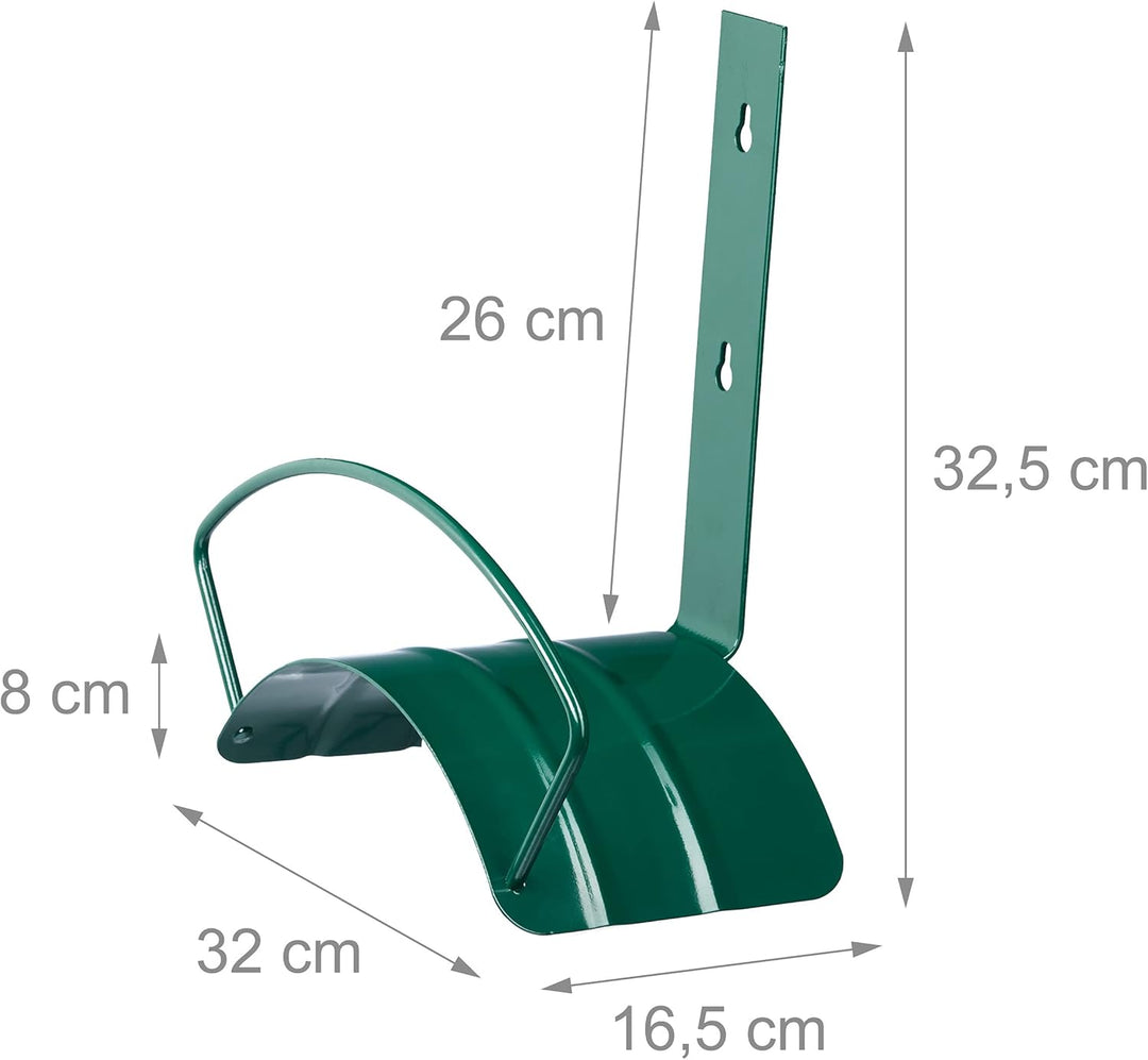 Relaxdays 4 x Schlauchhalter Wand, Metall, Wandhalter für 5/8 Zoll (15 mm), 60 m Gartenschlauch, Gar