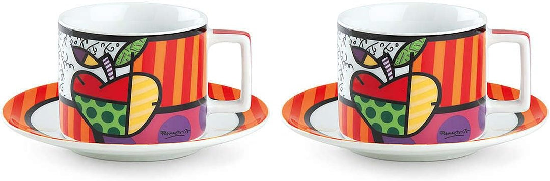 2 teilig Cappuccinotasse mit Untertassen von Britto- Blumen ML.220